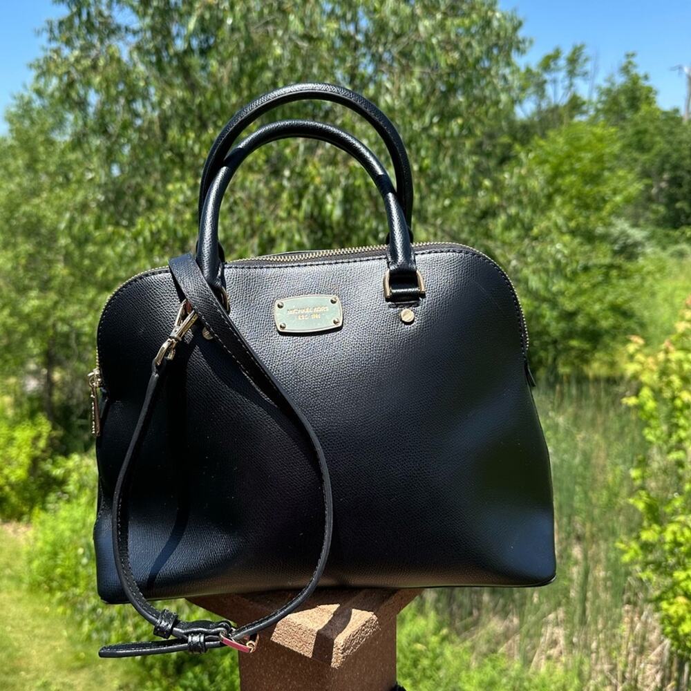 Michael Kors Cindy Medium Size Satchel Black Handbag